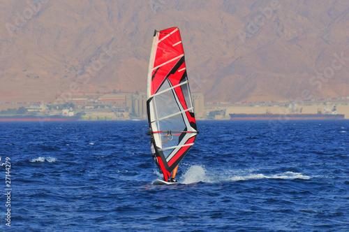 Windsurfing in a red sea