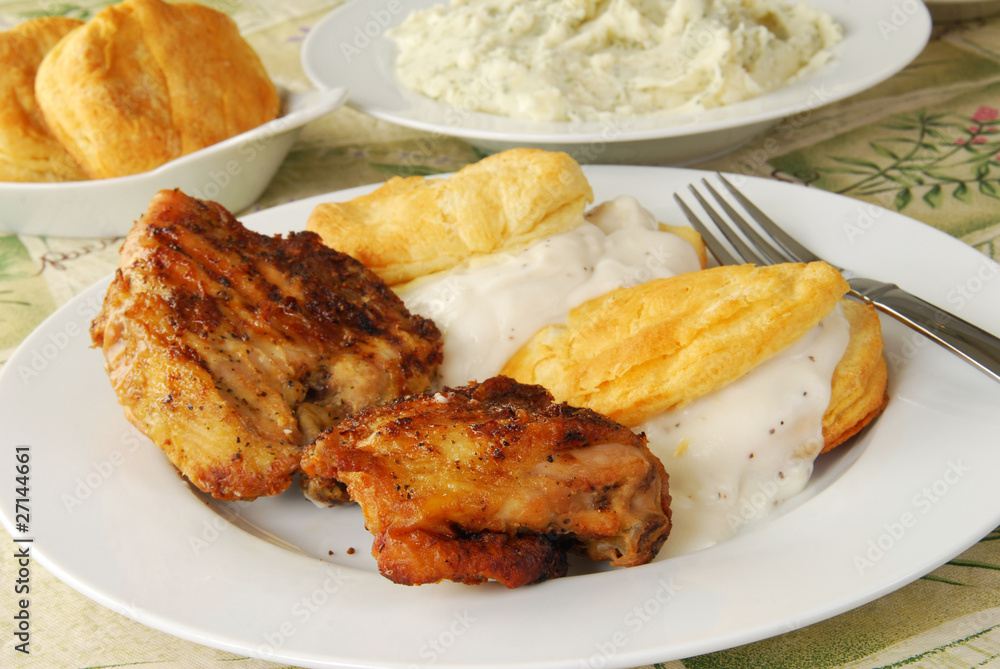 Chicken and biscuits with gravy Chicken and biscuits with gravy