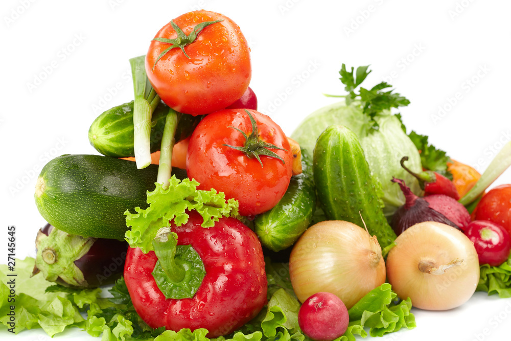 fresh vegetables on the white background fresh vegetables on the white background