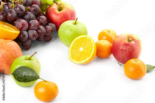 fresh fruits on the white background