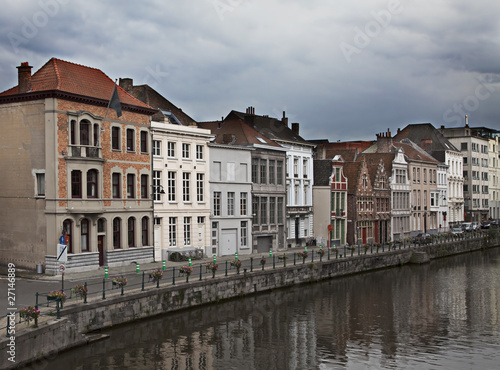 Cityscape of Ghent's canals, Belgium.