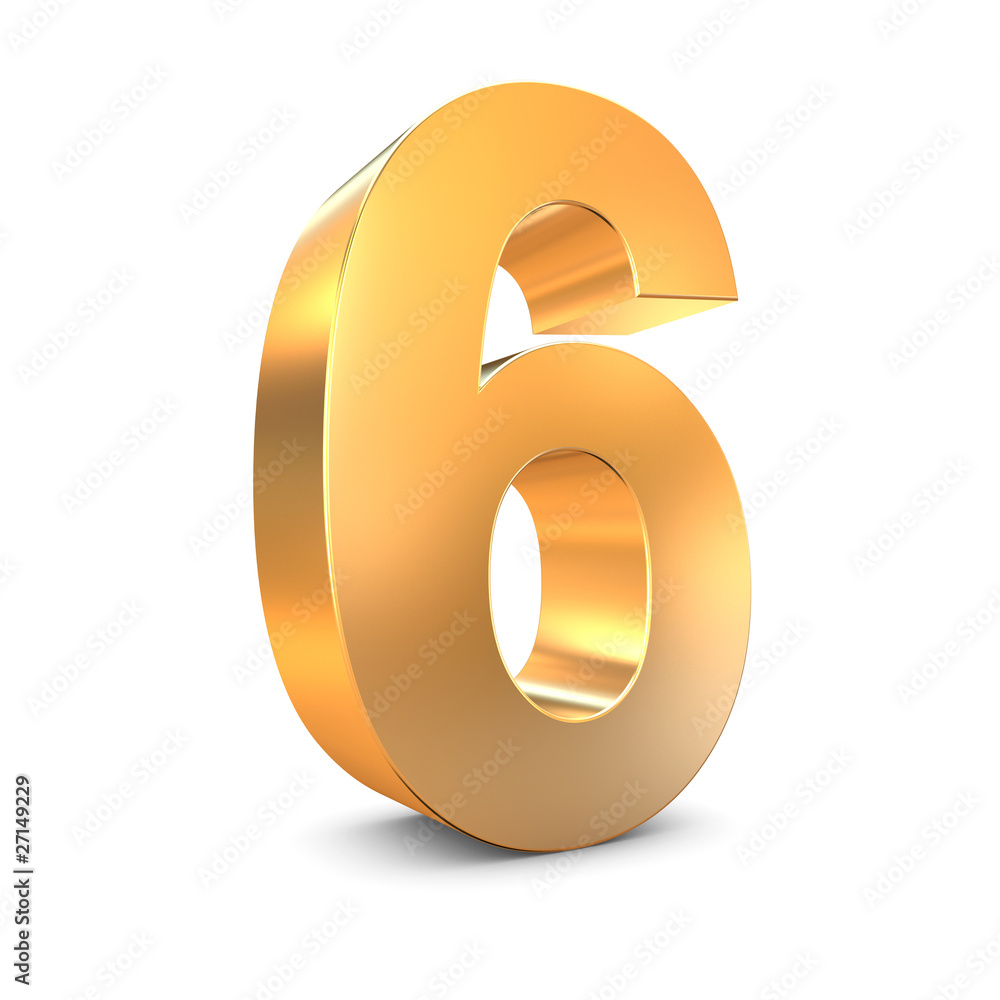 Number 6 in gold ilustración de Stock | Adobe Stock