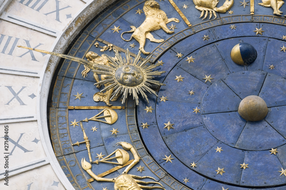 Naklejka premium Venice, Italy: Zodiacal wall clock