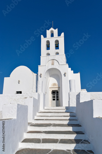 White cycladic church, Sifnos island, Greece photo
