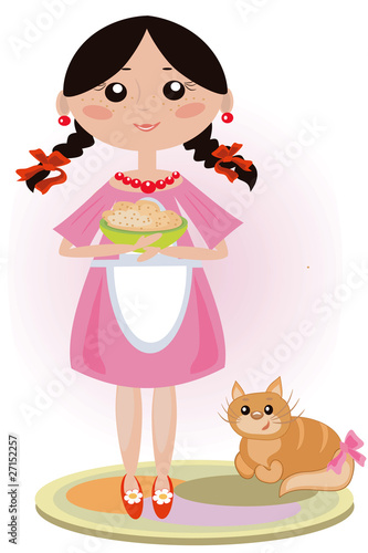 Girl with cat.