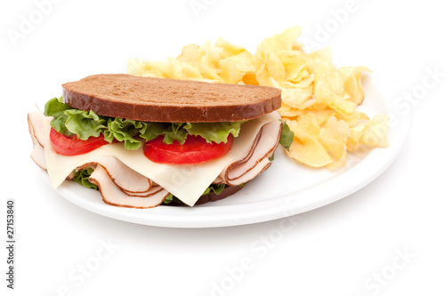 Turkey sandwich with potato chips