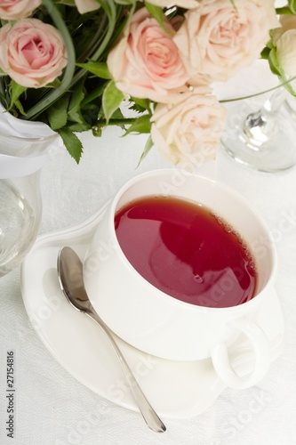 cup of tea on holiday table