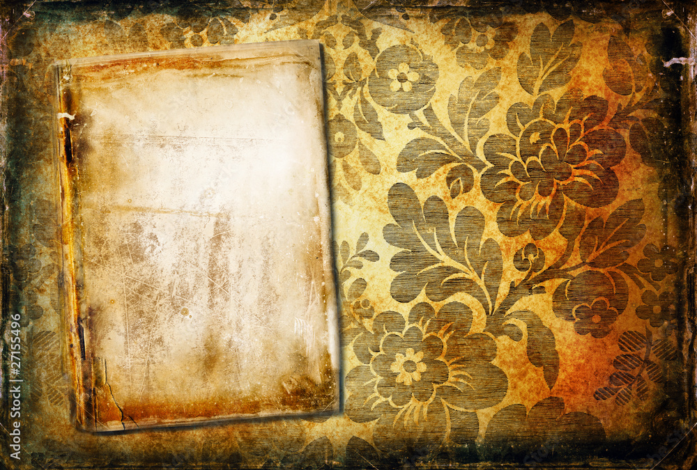 grunge background with floral ornaments