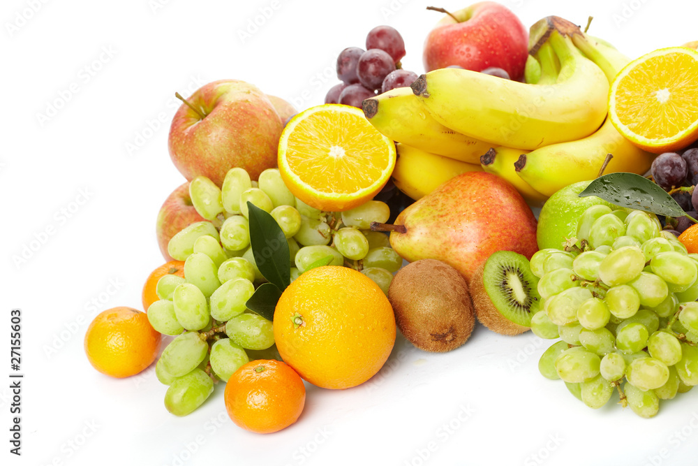 fresh fruits on the white background fresh fruits on the white background