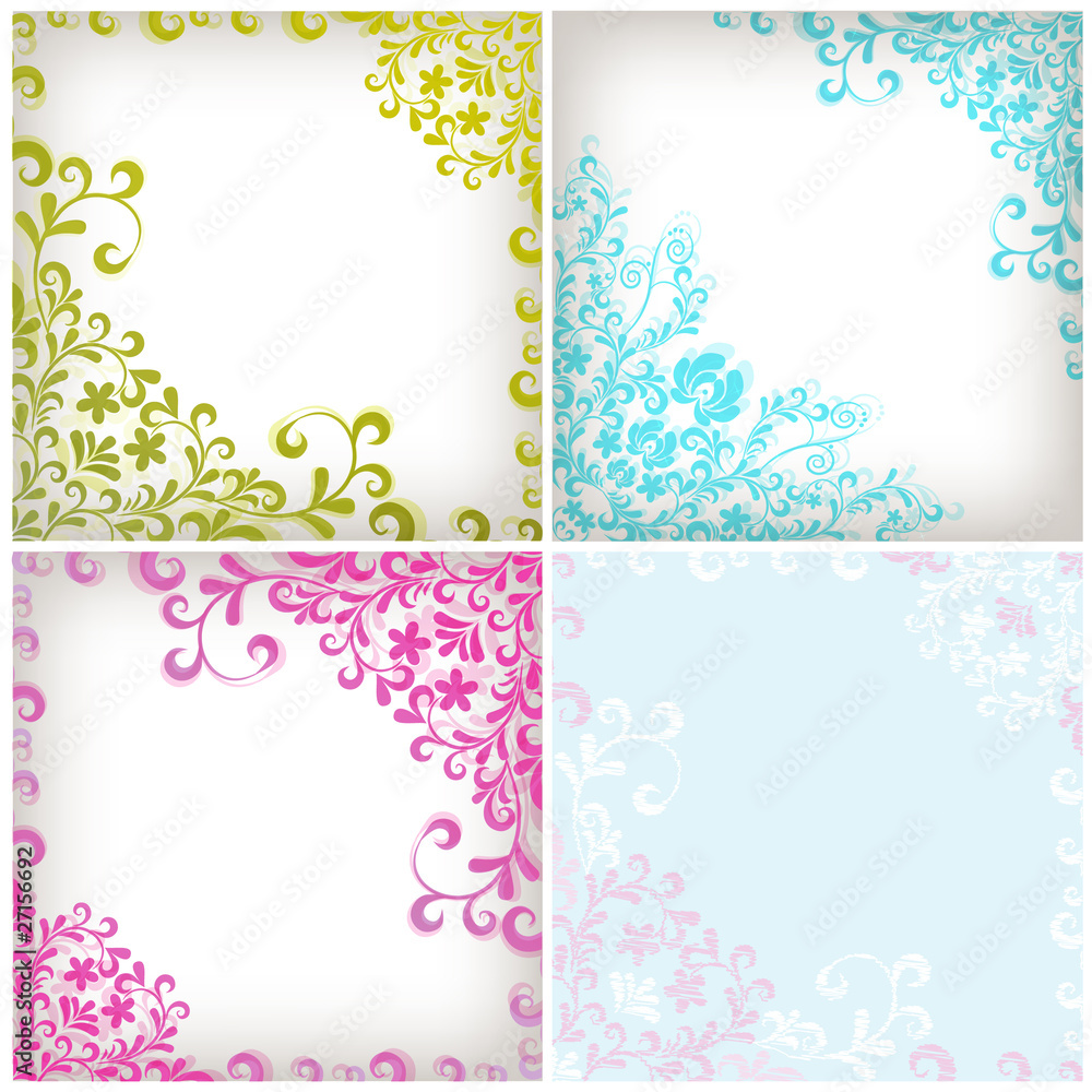 Soft floral vector background set