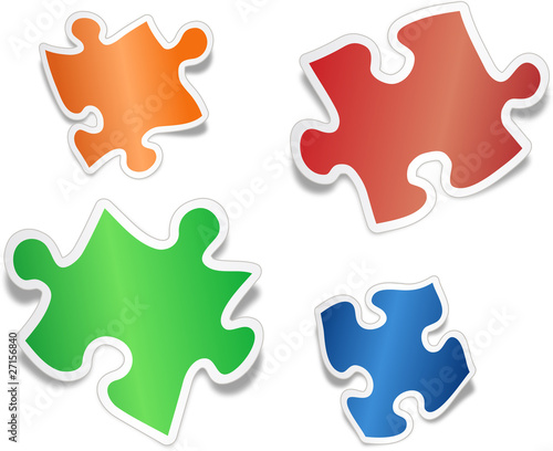 Shiny jig saw puzzle pieces