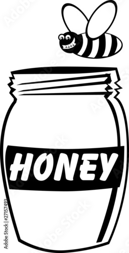 Honey jar black and white