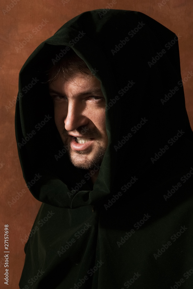 Man in a medieval hood