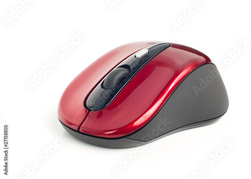 red wireless mouse, isolated