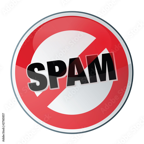 icone, bouton : no spam photo