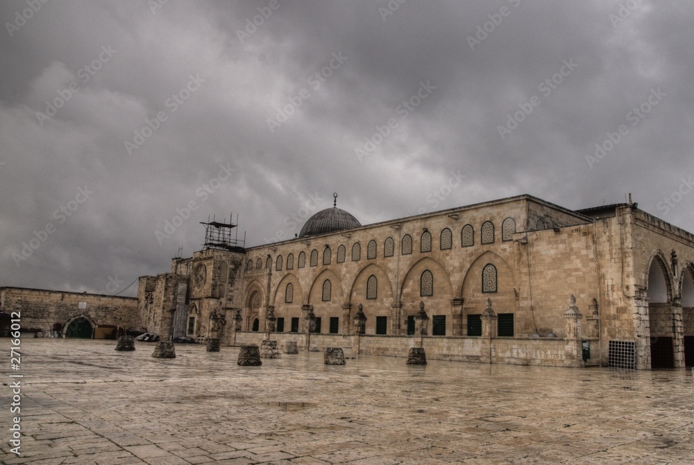 Al Aqsa Mosque in Israel against cloudy sky