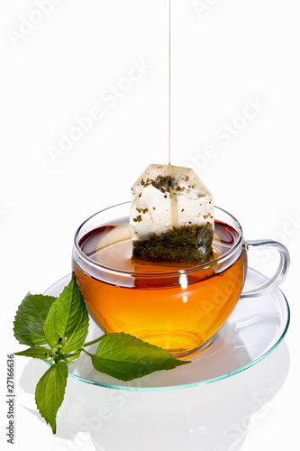 Cup of tea with teabag (concept) photo