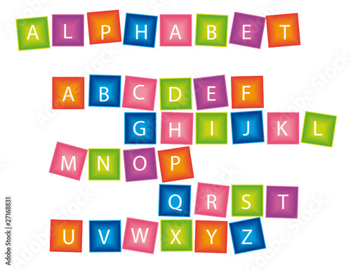 Alphabet, cubes colorés
