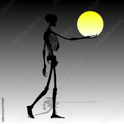 man skeleton silhouette - skeleton holding moon