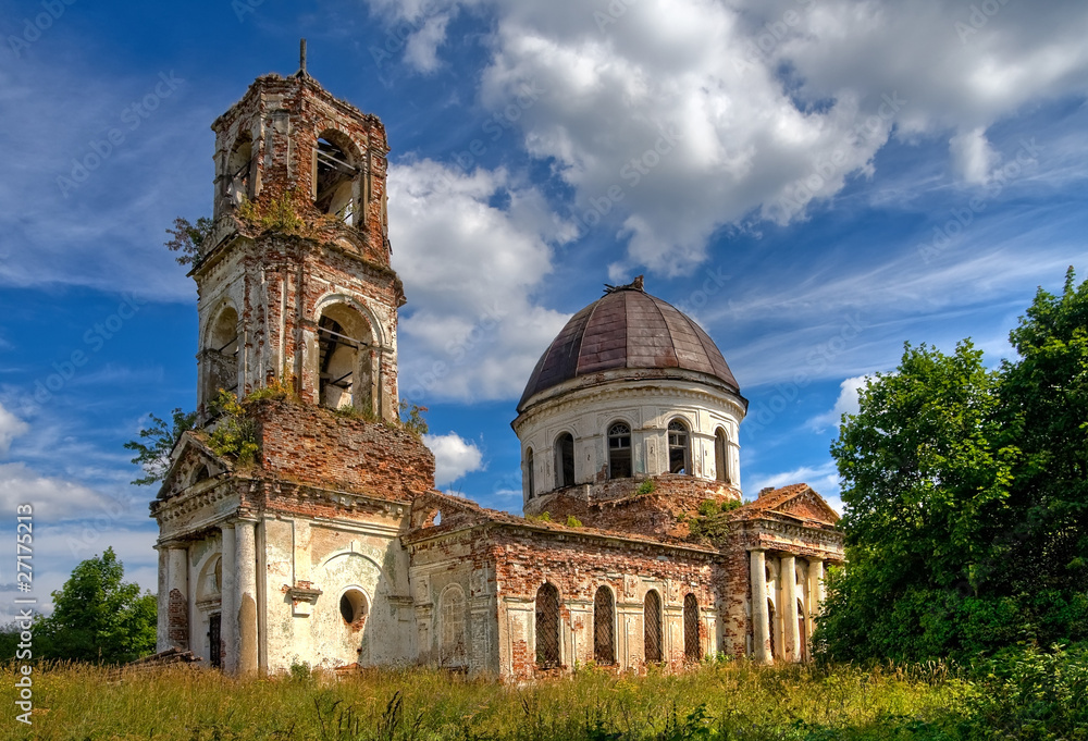 Old deserted church in Novgorod region (Russia)