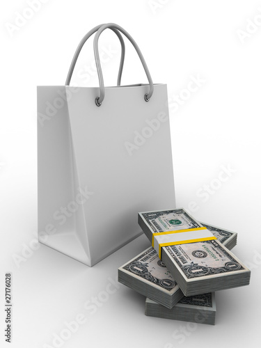 Shoping bag on white. Isola...