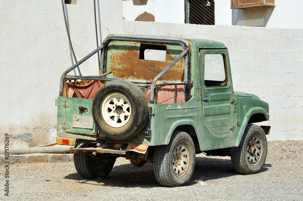 Old vehicle in arabic city of United Arab Emirates