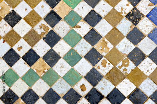 Traditional old moroccan tiled floor in Fes photo