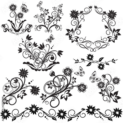 Abstract flowers and butterfly