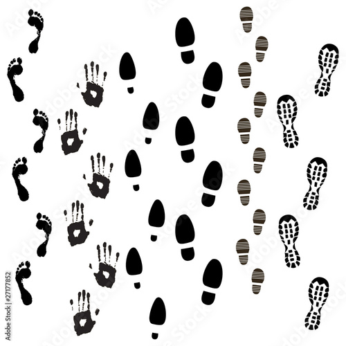 Boot, Foot And Hand Prints