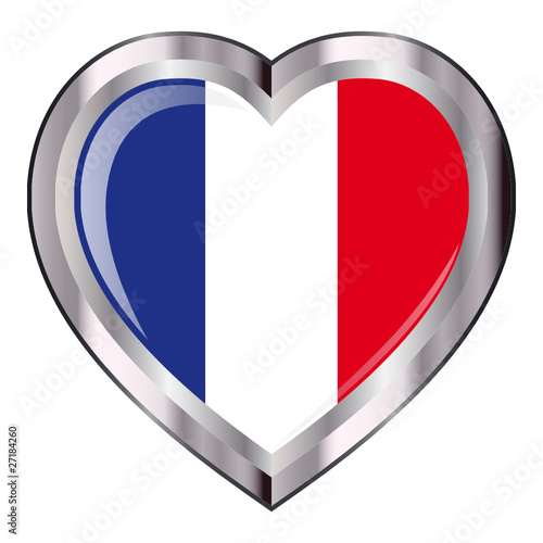 Herz Flagge - Frankreich Button