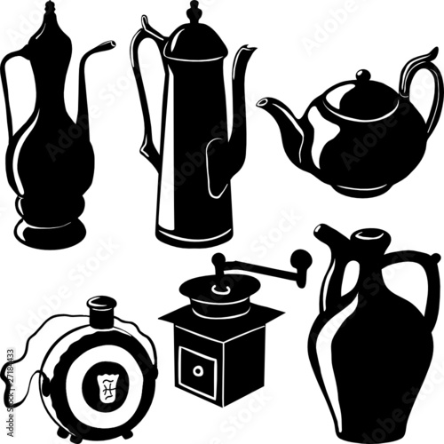 Antique pottery for tea coffee brandy