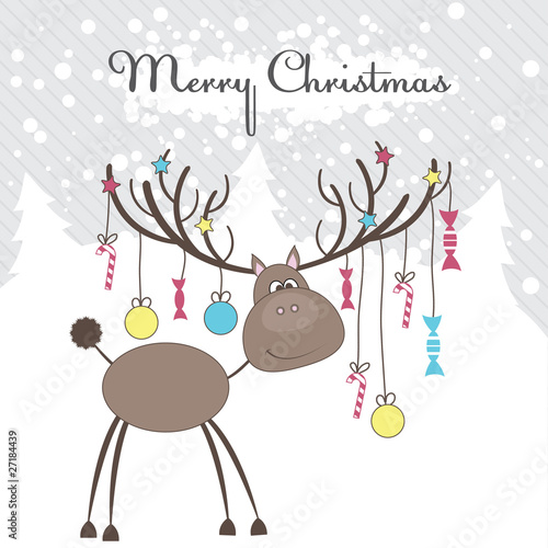 Christmas reindeer with gifts. Vector illustration