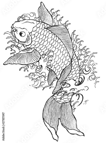 Hand Drawn Koi Fish