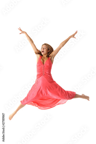 Happy young woman in jump