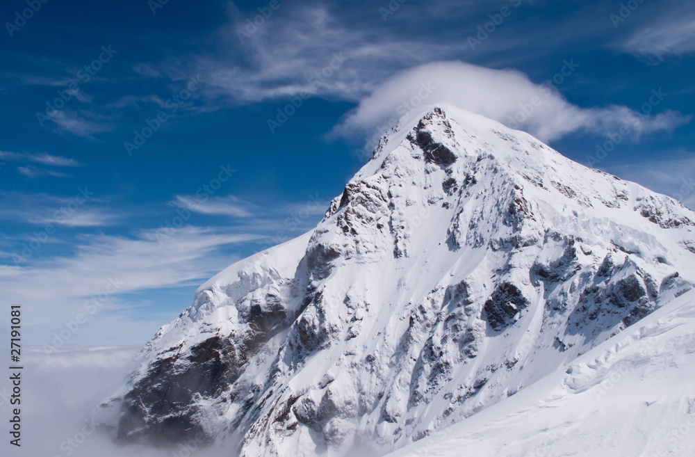 Peak of Jungfraujoch in Swiss Alps