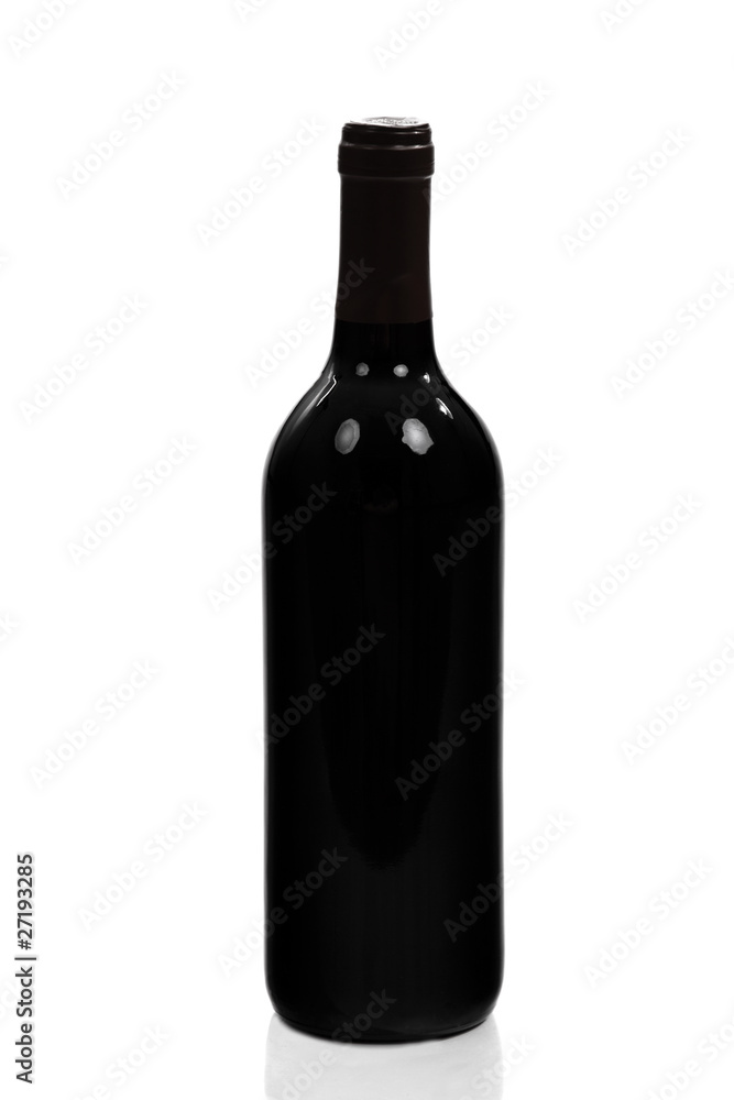Black wine bottle isolated on white background, studio shot Black wine bottle isolated on white background, studio shot