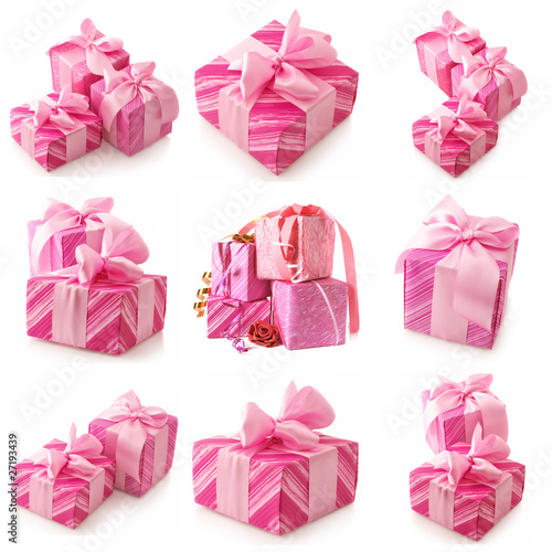 Collage of pink gifts