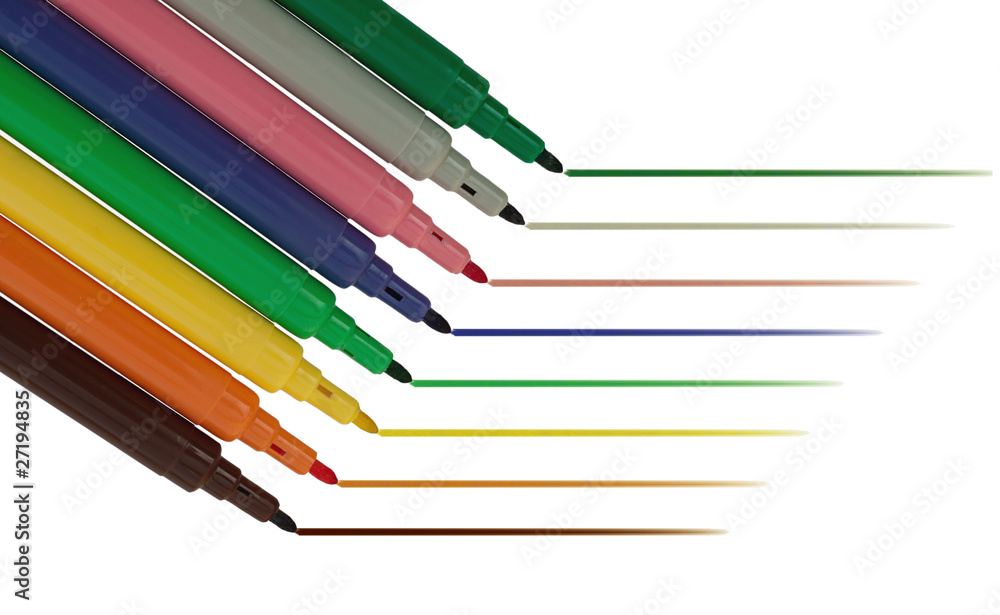 Felt tip pens with lines - isolated Felt tip pens with lines - isolated