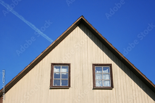 roof edge against the blue sky