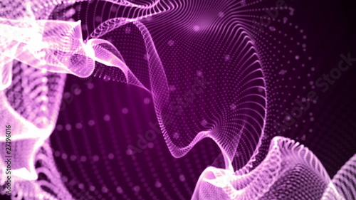 Flowing magenta abstract waves of points