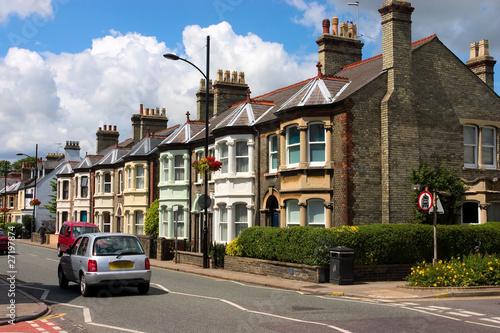 A row of characteristic English cottages in Cambridge, UK