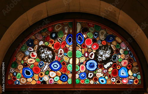 Stained-glass window in the Grossmunster(Zurich, Switzerland).