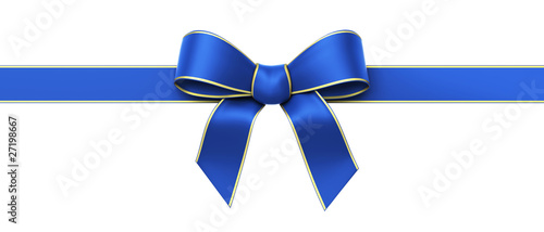 Blue silk ribbon with golden edges panorama