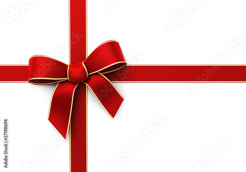 Present wrapped with red silk ribbon