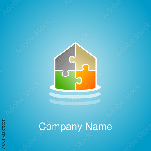 logo maison puzzle (fond bleu)