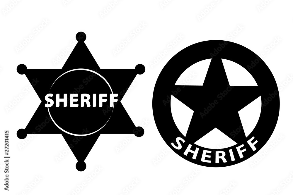 Fototapeta premium Black vector Sheriff star on white background