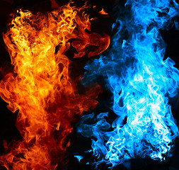 Acrylglasbilder Themen Rotblaue Flammen im Kontrast  © Valeev