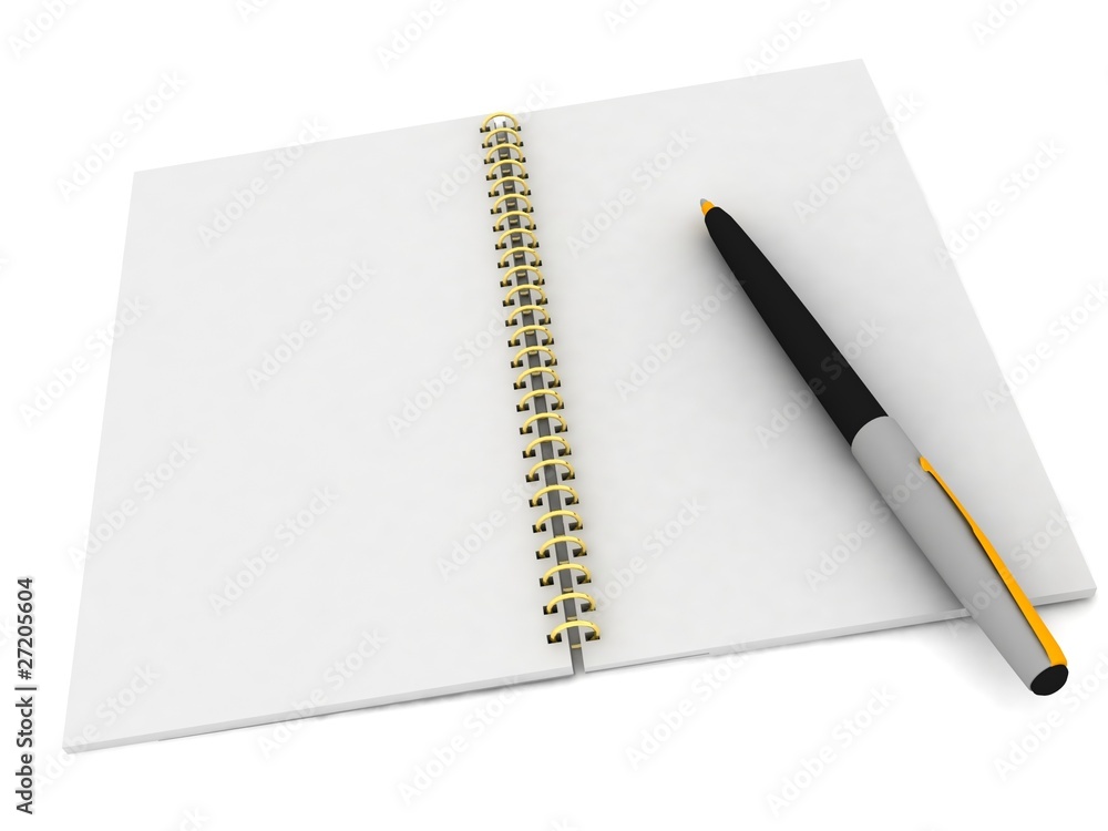 Notebook and pen on a white background Notebook and pen on a white background
