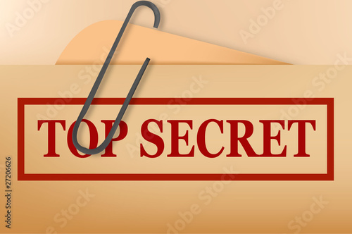 Top secret folder file with slight grunge. Vector.