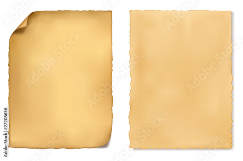 Set of old worn papers. Vector.